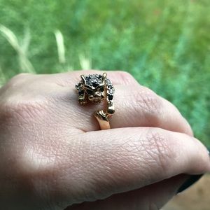 Vintage 18k gold plated leopard wrap ring Sz 8